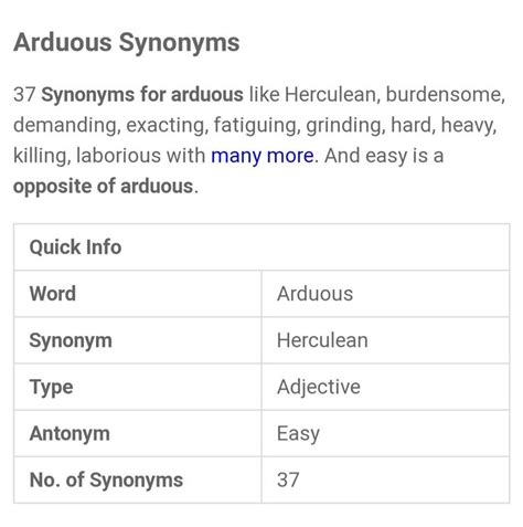 arduous synonym and antonym